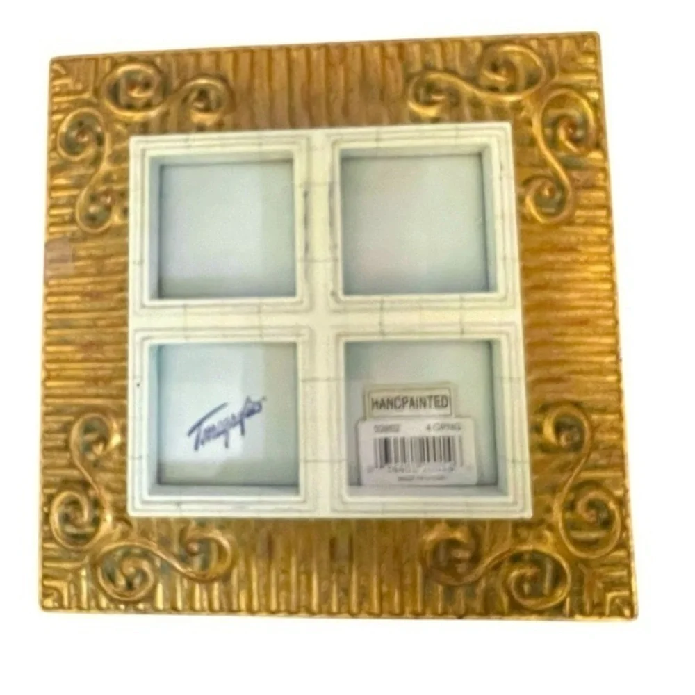 TERRAGRAFICS 90s Vintage Baroque Gold Hand Painted Windowpane Picture Frame